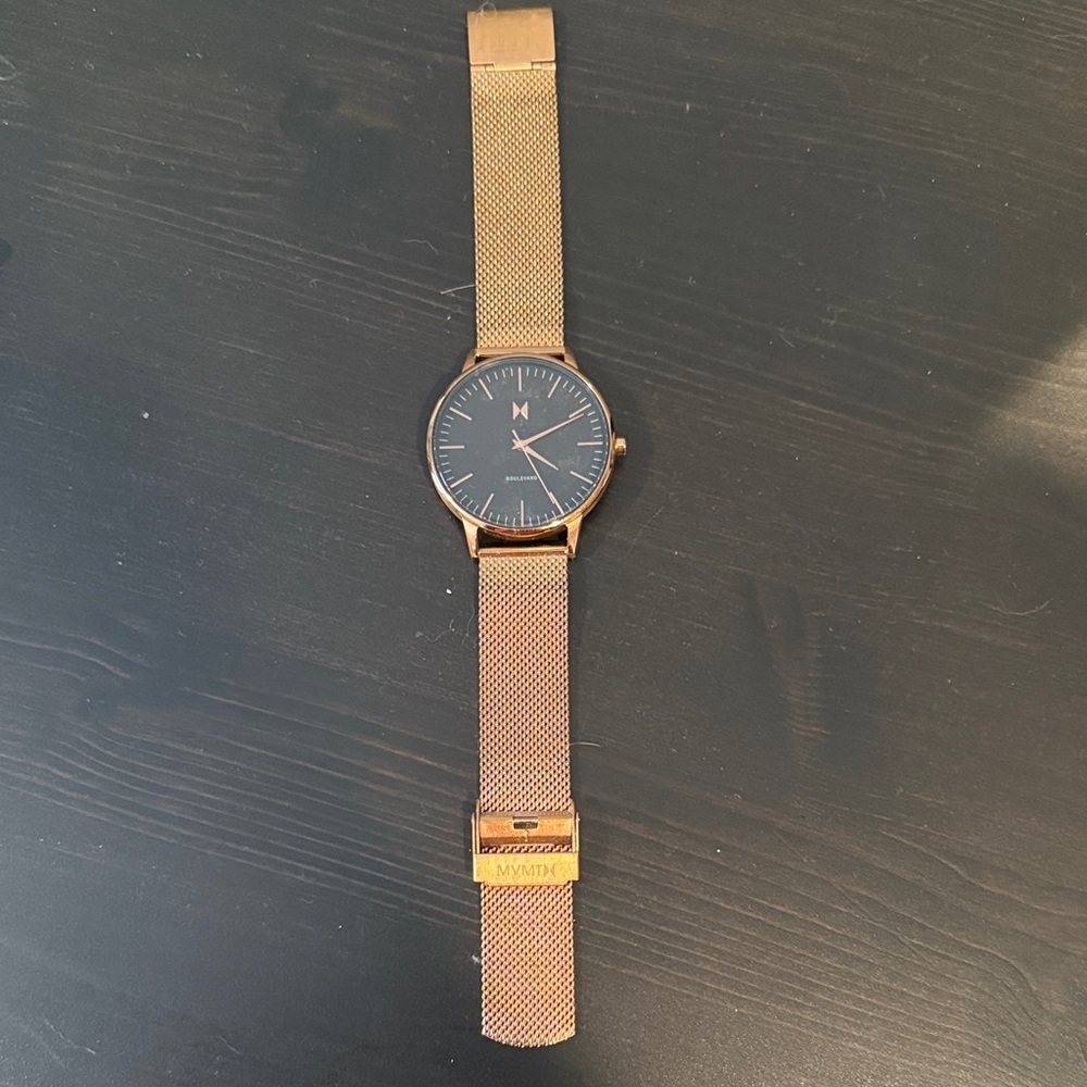 MVMT Gold Mesh Watch with Black Dial